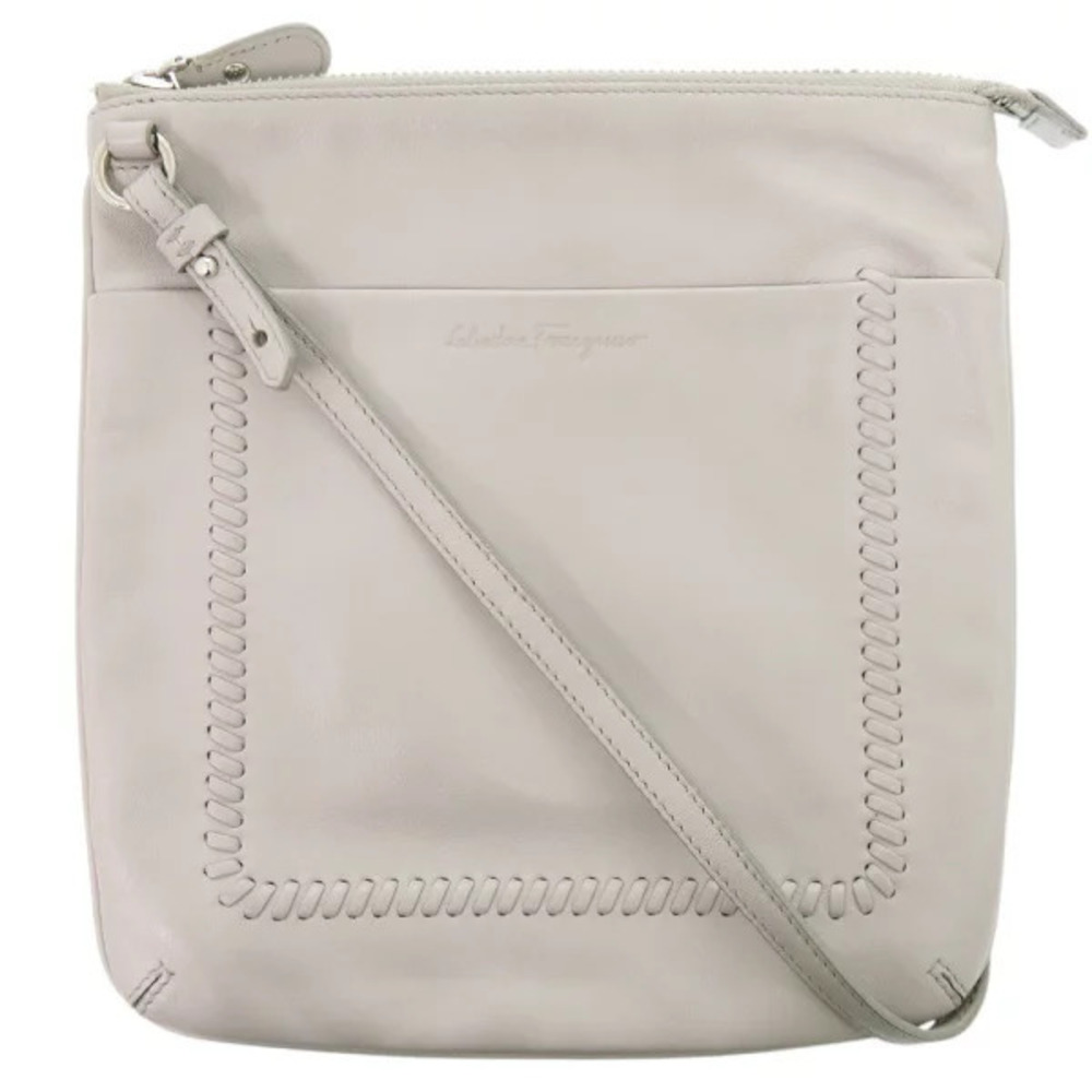 Salvatore Ferragamo Leather Gray Shoulder Bag